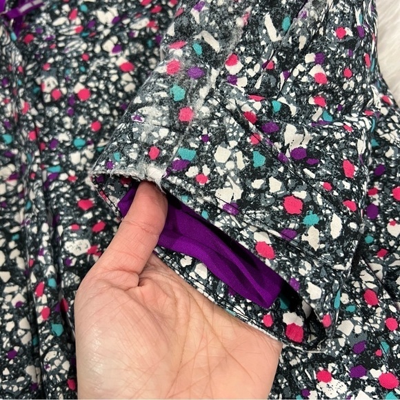 Columbia Hooded Girls purple pink print Omniheat lined Waterproof Jacket Large - Picture 5 of 13